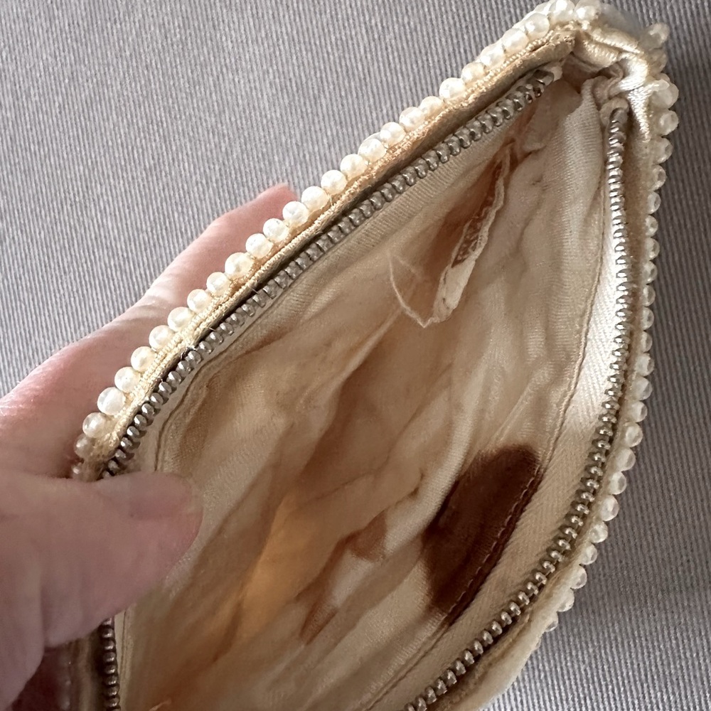 Vintage Miranda Sequin Hand Bag Clutch Purse Made in Japan Ivory Cream 1950s - Picture 5 of 9